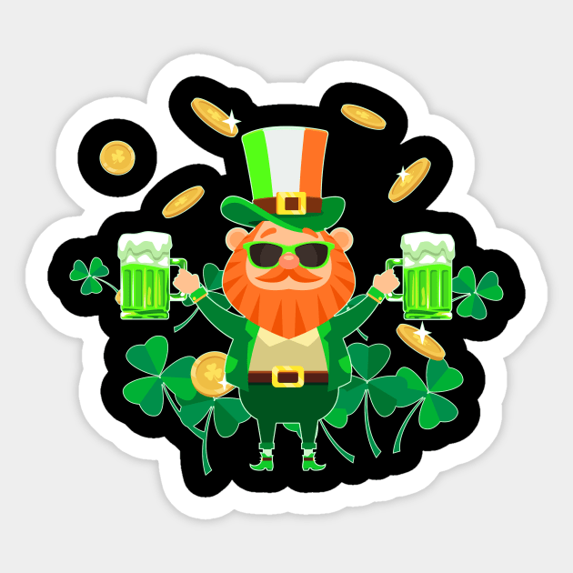 Leprechaun Drinking Beer St. Patrick's Day Sticker by NatalitaJK